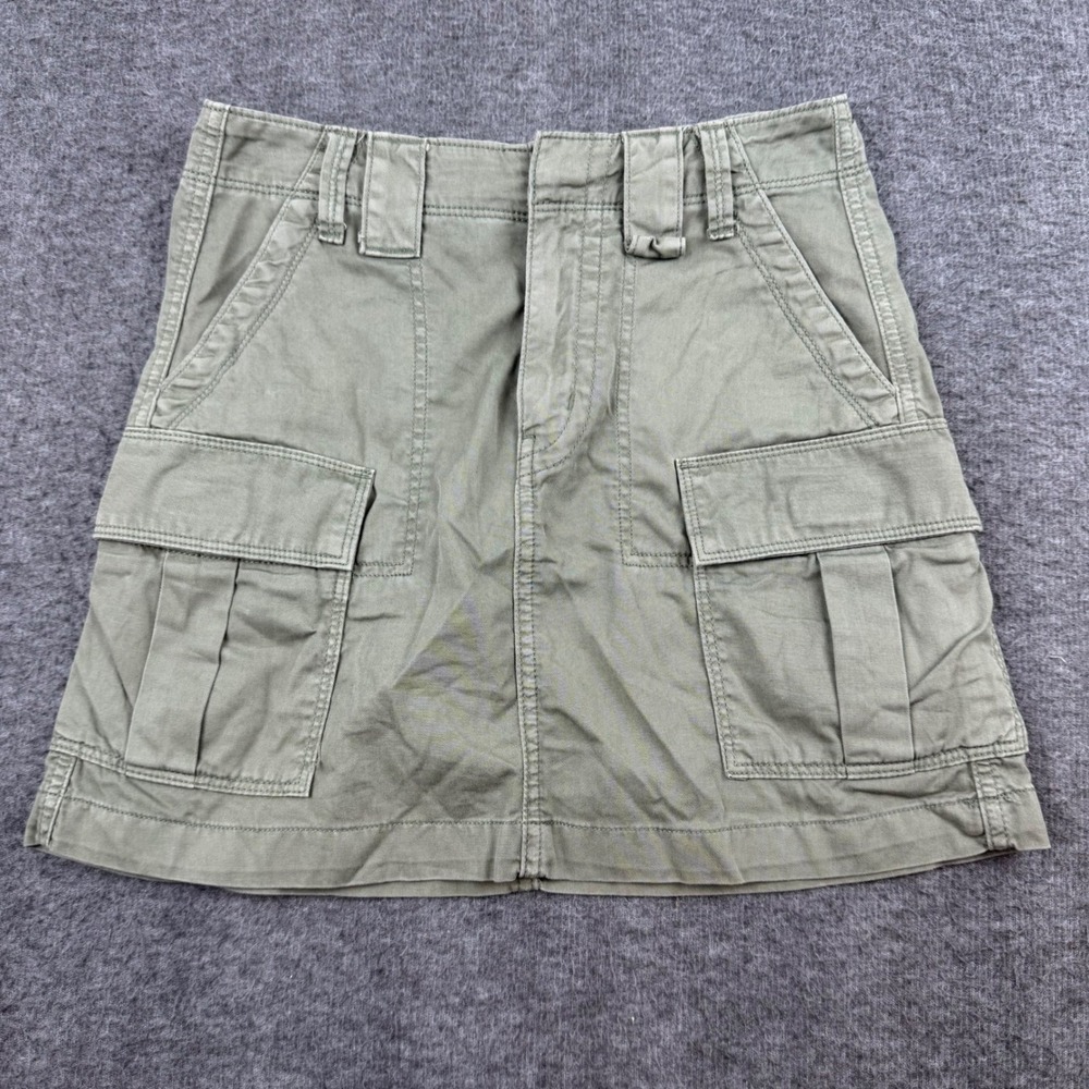 American Eagle Cargo Skirt Women's 00β Green Hi-Rise A-Line Mini Utility Twill